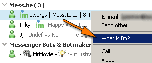what is i'm emoticon context menu