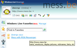 windows live favorites messenger tab