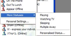 msn messenger custom statuses