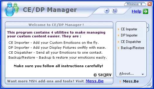 custom emoticons display pictures manager